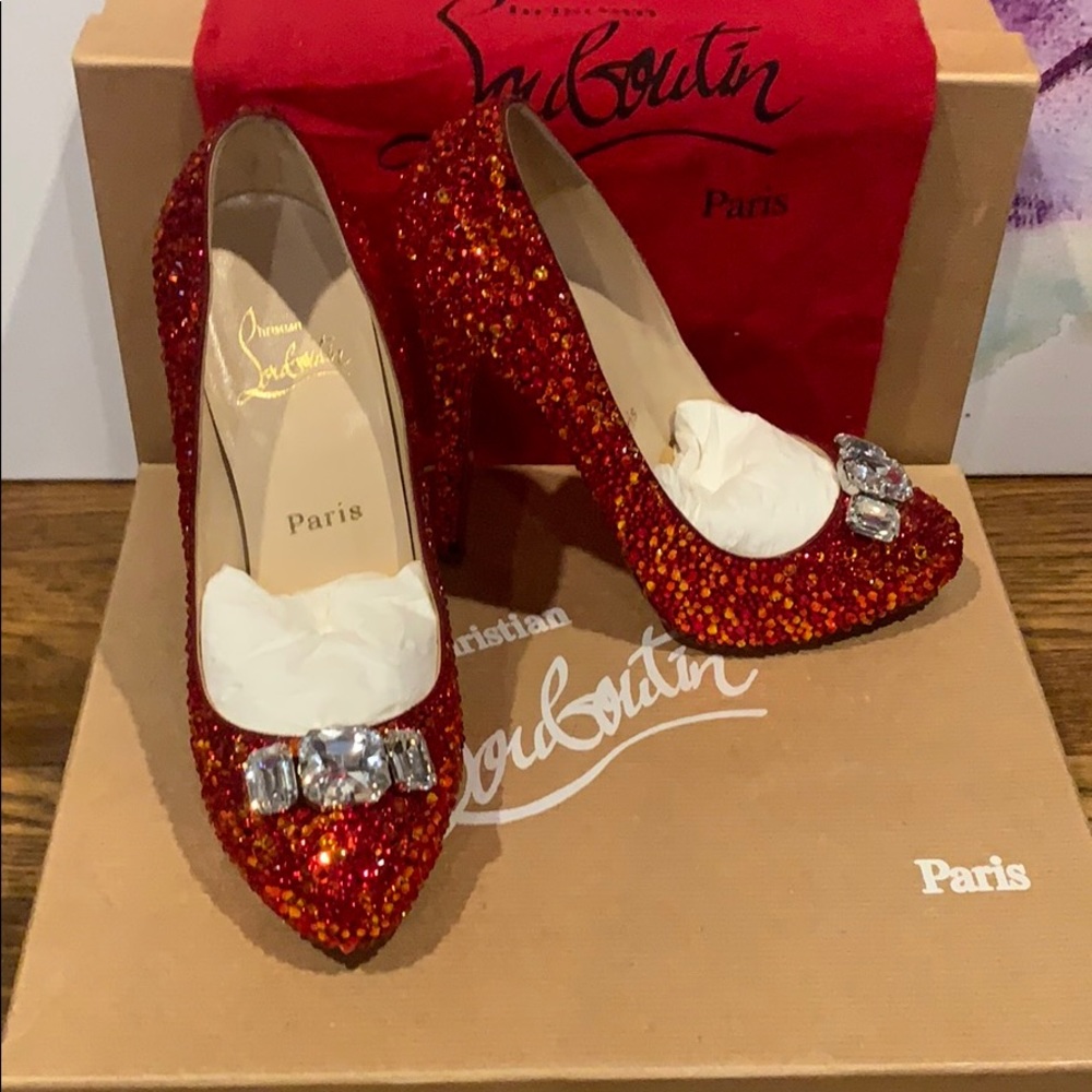 $SOLD$ Rare Christian louboutin red strass heels size 37